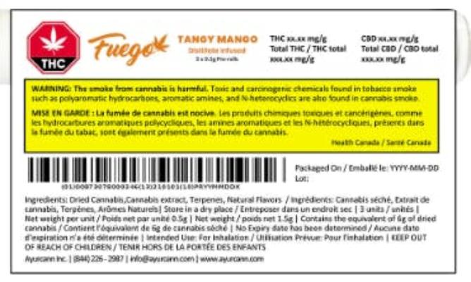 Fuego - Tangy Mango Distlliate Infused Pre-Rolls